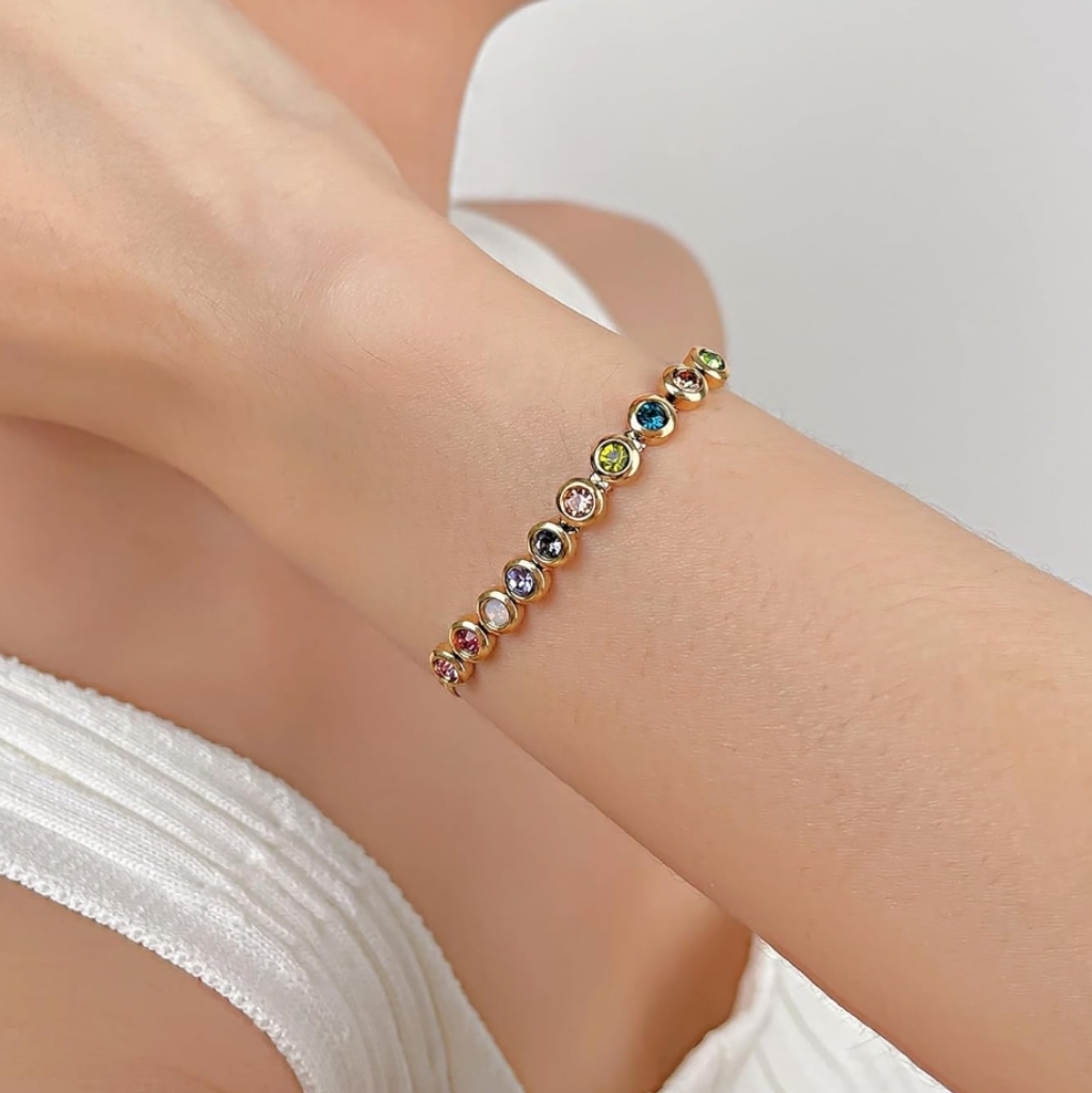 Stainless Steel Bracelet Link Stone